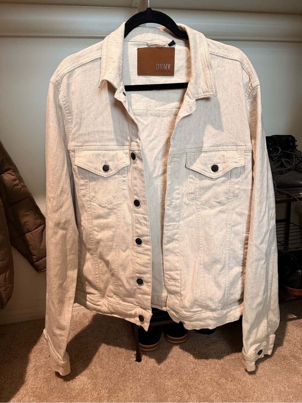 DKNY Men's Cream Denim Shirt Jacket